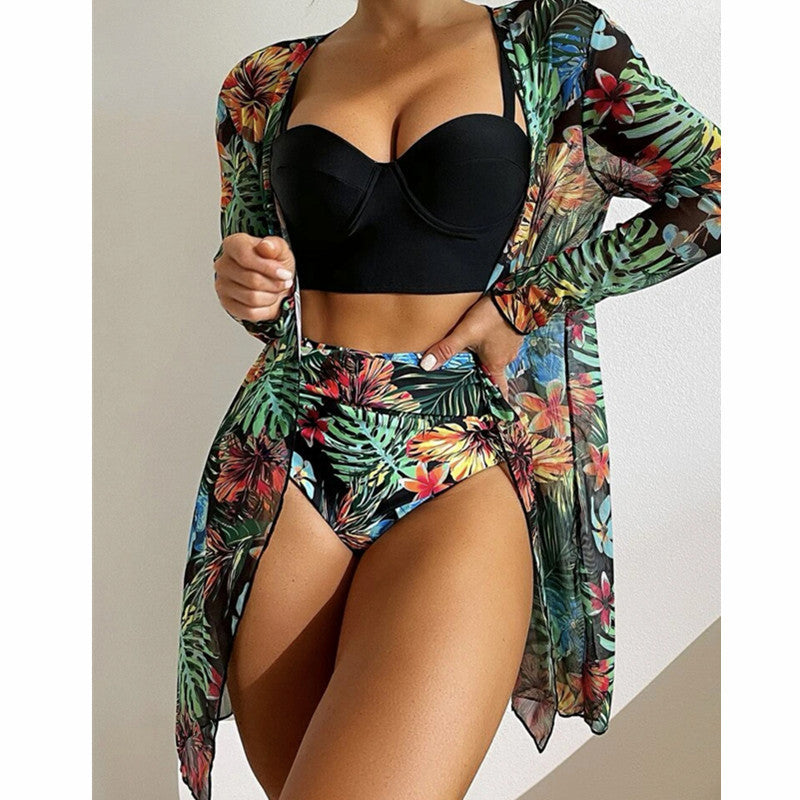 Black & Green 3-Piece Bikini Set – Sexy Swimwear | Girlie