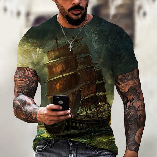 Men Fashion Basic 3d Printing Round Neck Short Sleeve T-Shirt - Classy Girlie Boutique  Girlié