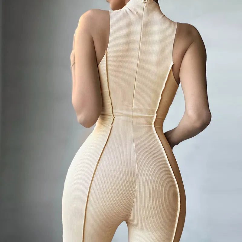 Girlie Sleeveless High Waist Rib Knit Jumpsuits - Classy Girlie Boutique 