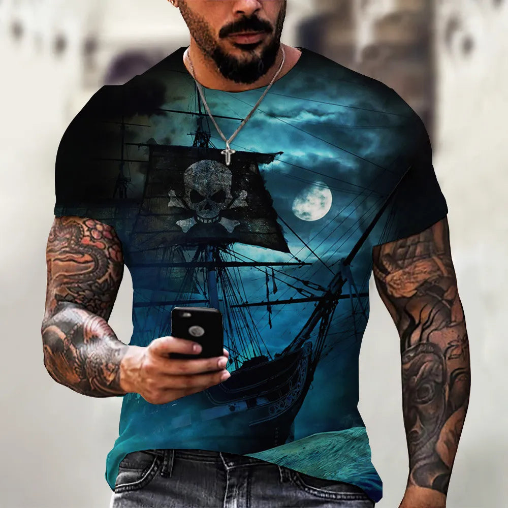 Men Fashion Basic 3d Printing Round Neck Short Sleeve T-Shirt - Classy Girlie Boutique 