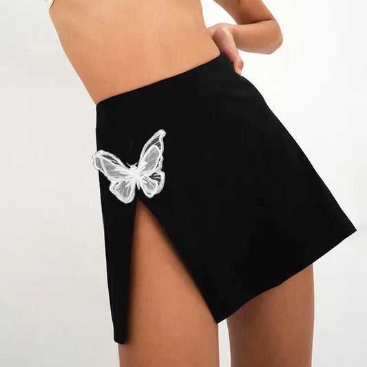 Girlie Butterfly Stitching Side Split Skirt - Classy Girlie Boutique  Girlié