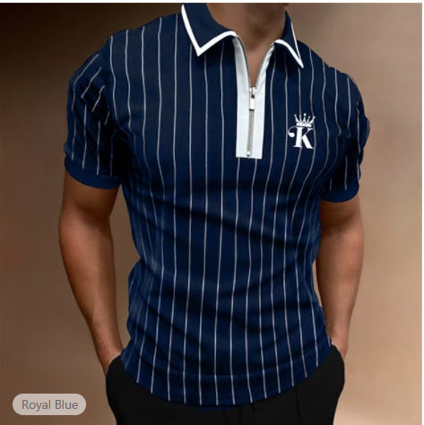 Men Casual Basic Stripe Short-Sleeved Polo Shirt - Classy Girlie Boutique  Girlié